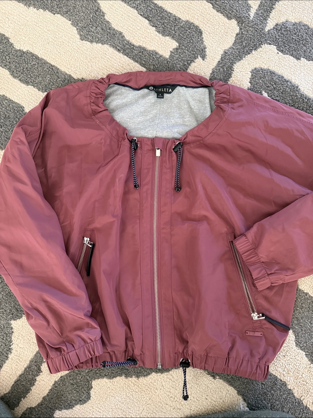 Athleta Women's Mauve Zip-Front Bomber Jacket